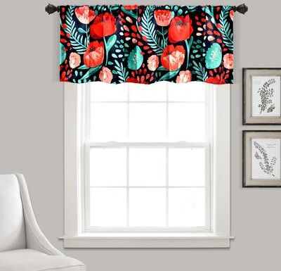 Porch & Den Egger Poppy Pattern Room Darkening Window Curtain Valance