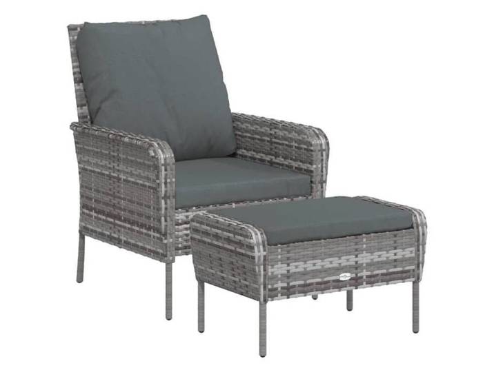 NEW 2025  Fauteuil de jardin - GKO - Anti-UV - avec tabouret gris résine tressée - size:69x78x88 cm @@4137