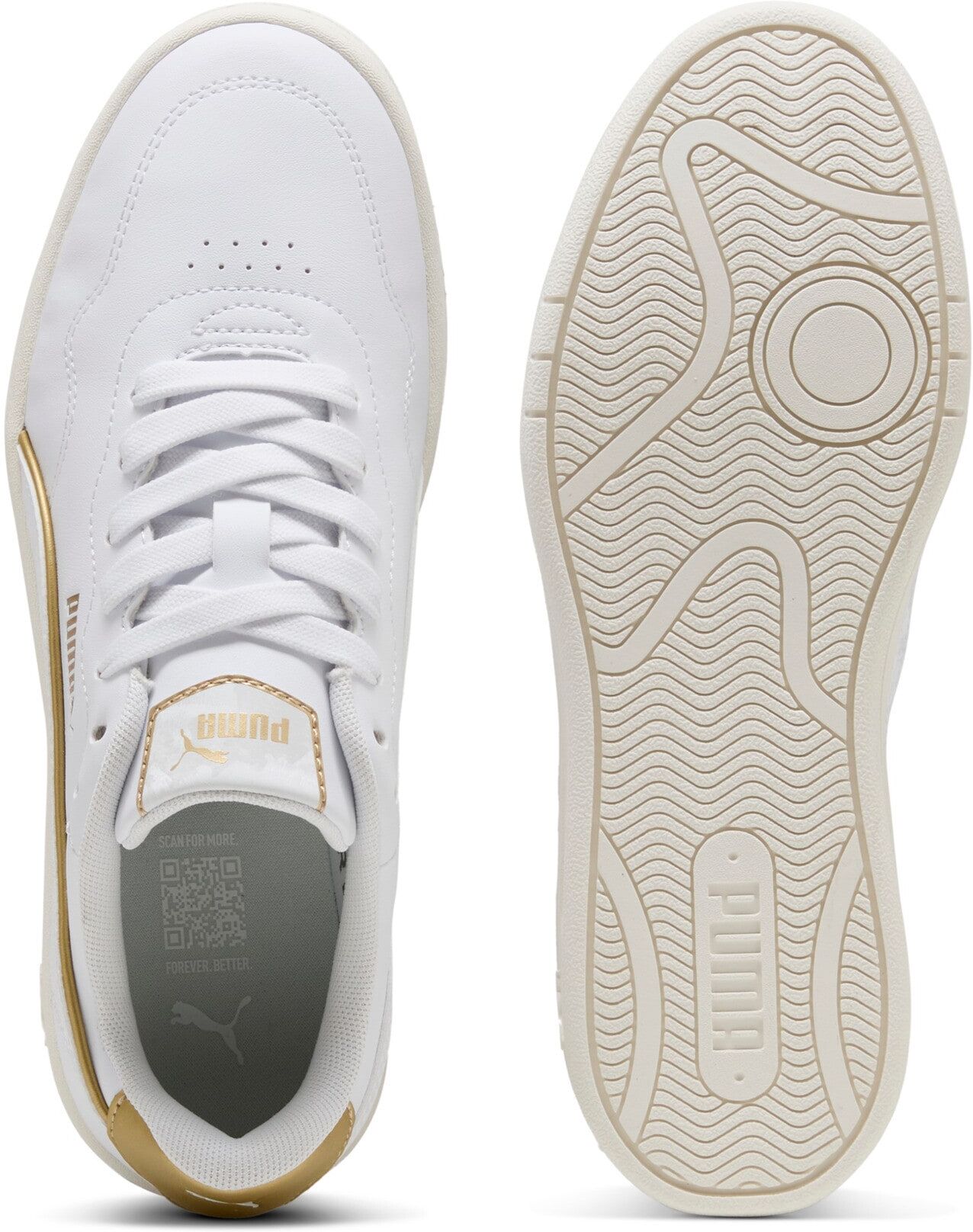 Sneaker PUMA "COURT LALLY DAYINIGHT", Damen, Gr. 36, Textil, weiß (puma weiß, puma weiß, puma gold), Synthetik, Schuhe Sneaker