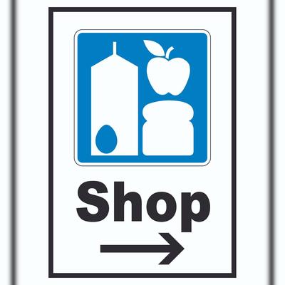 HB-Druck Shop Schild mit Pfeil rechts A5 (148x210mm)