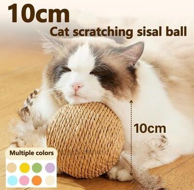 Inspired Finds 10CM Interactive Sisal Cat Scratching Ball Toy For Indoor Cats yellow