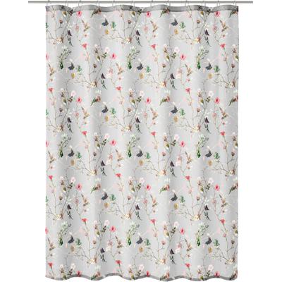 Duschvorhang KLEINE WOLKE "Flores", bunt (multicolor), B:180cm H:200cm, Polyester, Duschvorhänge, mit beschwertem Saum und Vorhangringen