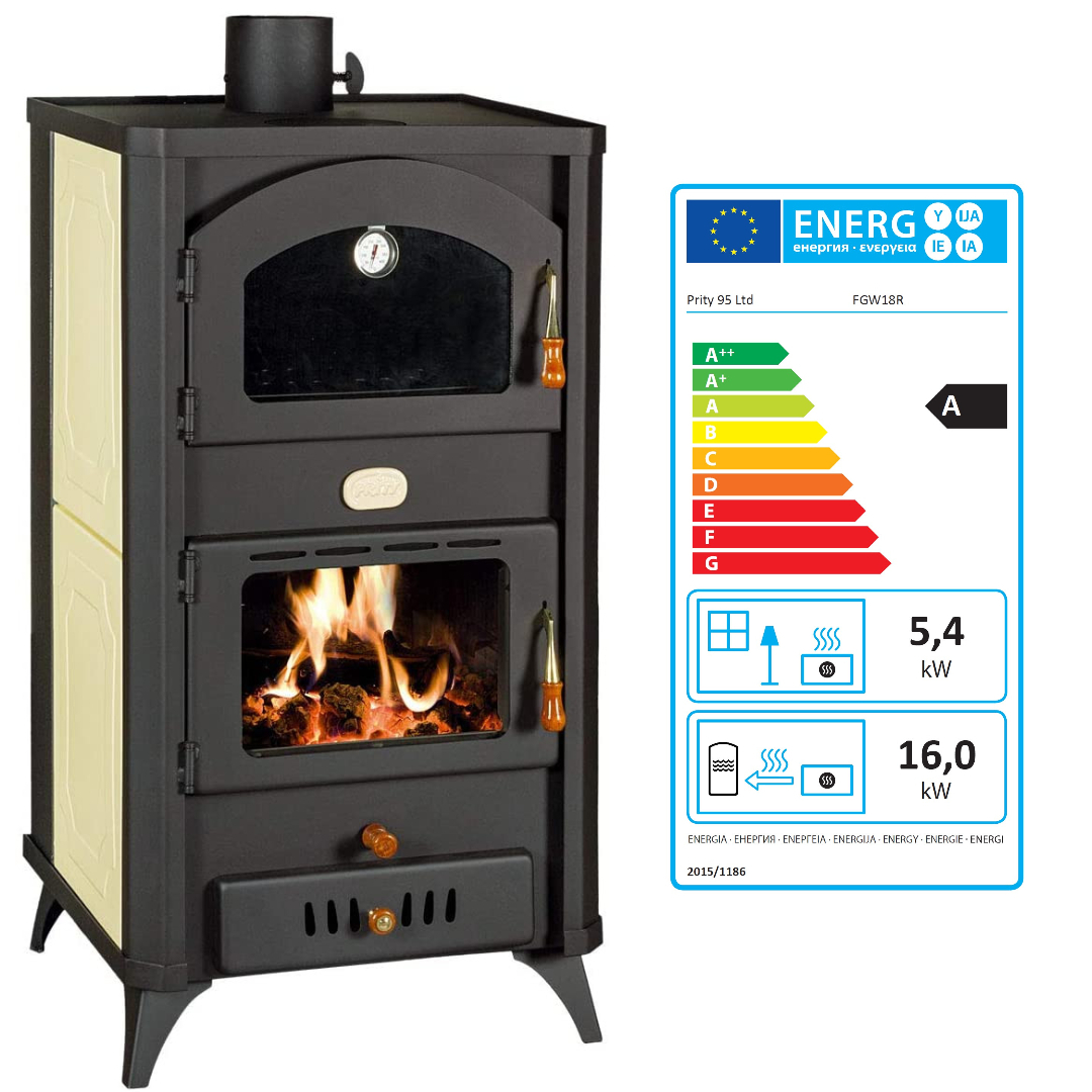 Wasserführender Kaminofen mit Backfach Prity FGW 18 R - 23.4 kw
