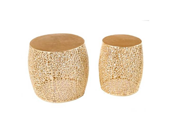 Riess Ambiente 2er Set Filigraner Design Couchtisch Leaf Gold Handmade Beistelltisch für Dein Wohnzimmer