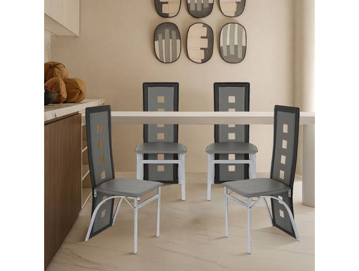 Lots de 4 Chaise de Salle à manger PIPIPOXER Ergonomique à Dossier Haut Chaise pour Salon Bureau Balcon 42 5x42x101cm Gris