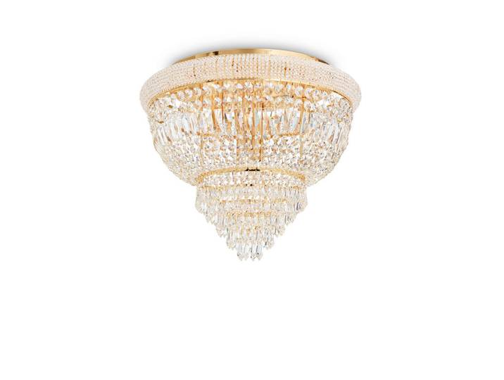 Ideal Lux Deckenleuchte Dubai Ottone, Messingfarben, Metall, Glas, Stein, 44 cm, Lampen & Leuchten, Innenbeleuchtung, Deckenleuchten, Deckenleuchten