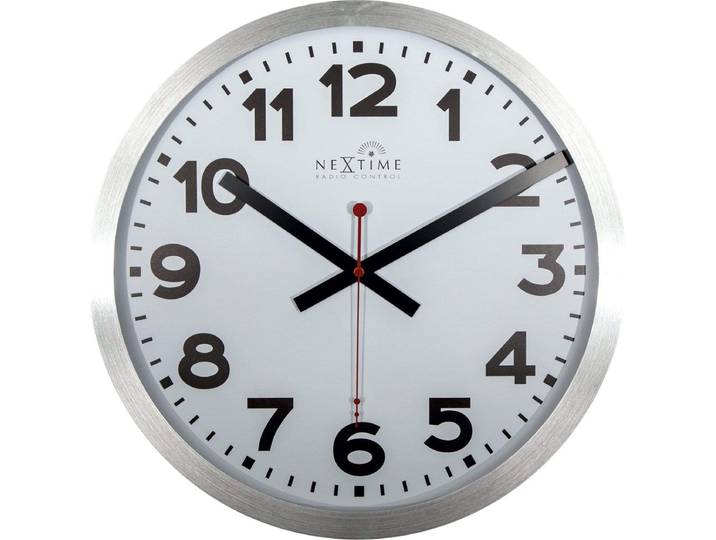 NeXtime Station Radio Controlled (DCF) – Wandklok – 35 cm – Aluminium – Wit