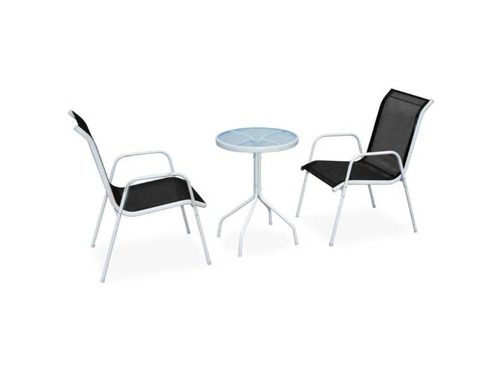 Automne/hiver  Gris Ensemble de bistro 3 pcs Acier Noir - Hauteur:71cm DEC4253343