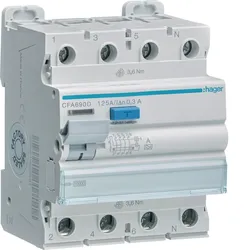Hager CFA690D Fehlerstromschutzschalter 4 polig 10kA 125A 300mA Typ A
