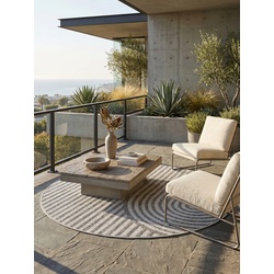 Outdoor-Teppich Boho-Bögen Grau 80x80 cm Wetterfest
