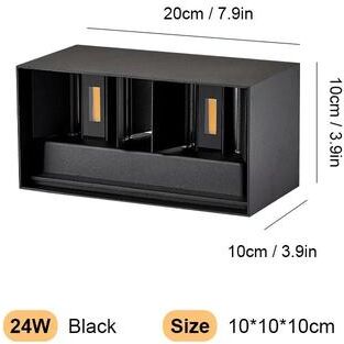 Inspire Curations Premium Aluminum LED Outdoor Wall Light Waterproof IP65 Porch & Garden Lighting (12W 24W) 24w Black cobs Warm 3000k