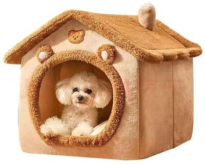 Uplifted Finds Indoor Warm Dog House Soft Pet Bed Tent With Removable Cushion m yellow