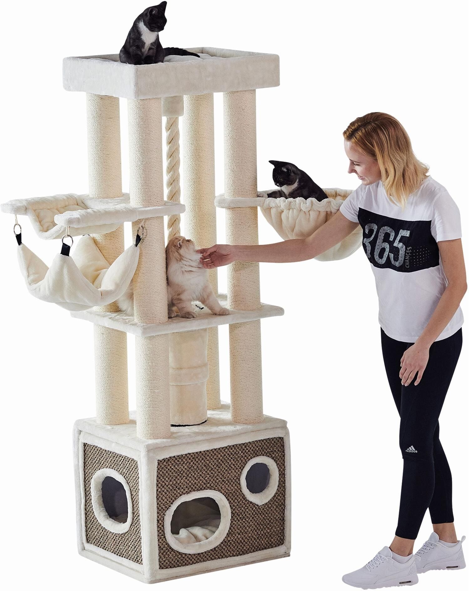Kratzbaum NOBBY "Kratzbaum Lilian cream", beige (natur), B:60cm H:185cm T:50cm, Sisal, Kratzbäume, Kratzbaum natur B/H/T: 60cm x 185cm x 50cm