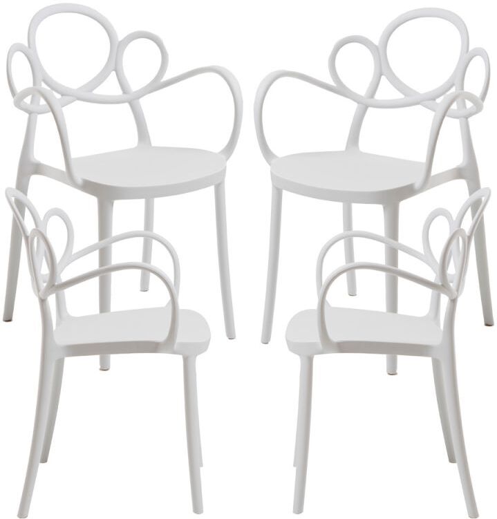 RegalosMiguel Pack 4 Sillas Sky con Reposabrazos - Blanco