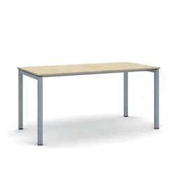 Bürotisch PRIMO SQUARE 160x80 cm, schwarzes Metallgestell, Eiche natur