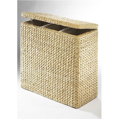 Wäschesortierer LOCKER, beige (natur), B:66cm H:64cm T:32cm, Binsengeflecht, Wäschesammler, Wäschesortierer, geflochtene Binse, Höhe 64 cm