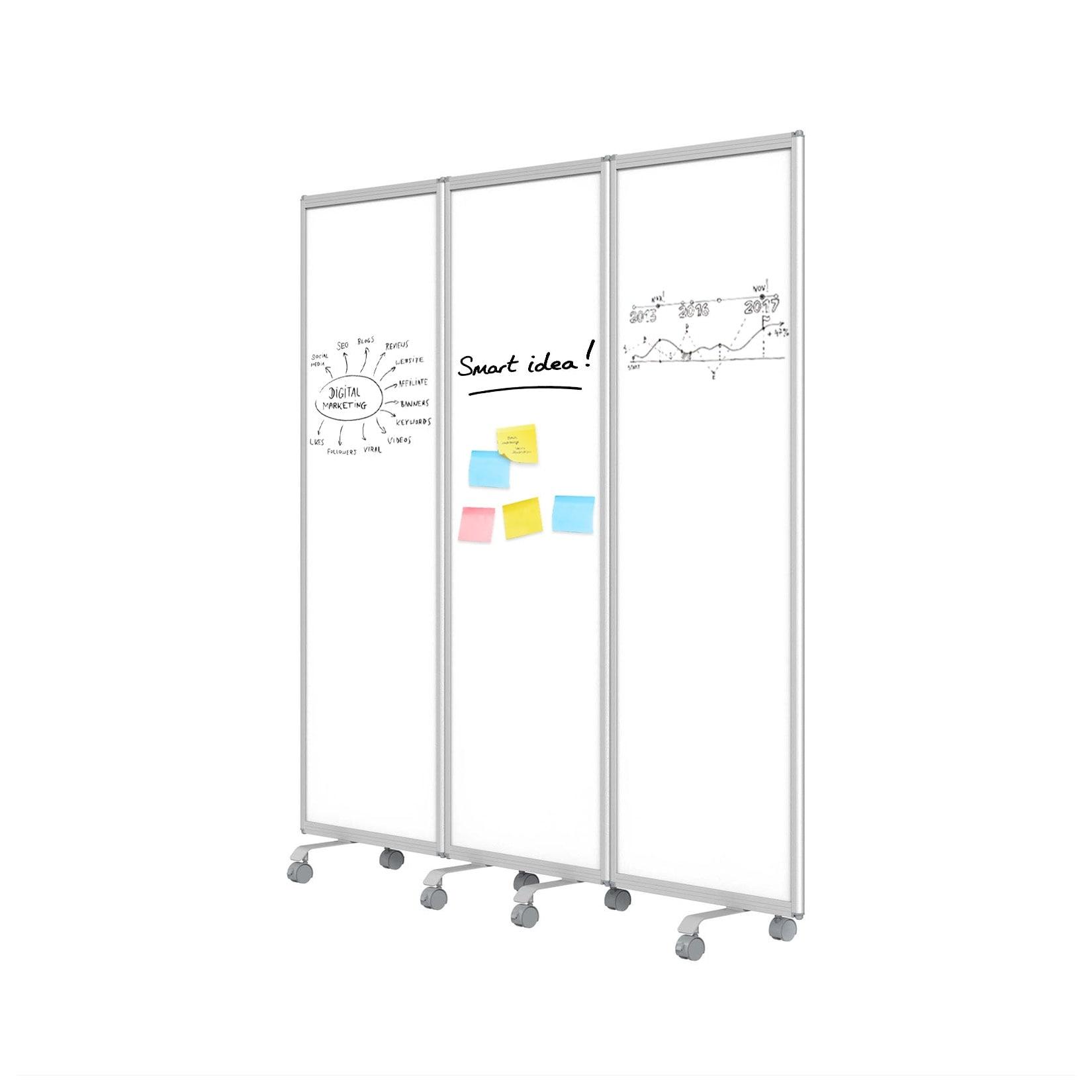 Master of Boards Mobile Trennwand Präsentationsboard Polyesterrückseite 3-teilig