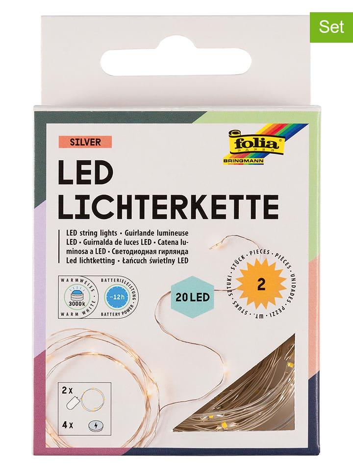 folia PAPER 2er-Set: LED-Lichterketten in Weiß - onesize