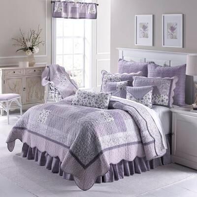 American Heritage Textiles Lavender Garden Patchwork Quilt, King, Lavender