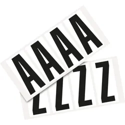 Aufkleber I Kombipackung Buchstabe A-Z, weiß/schwarz, Folie, SH 95mm, 47x98mm, 4 je Buchst./PAK