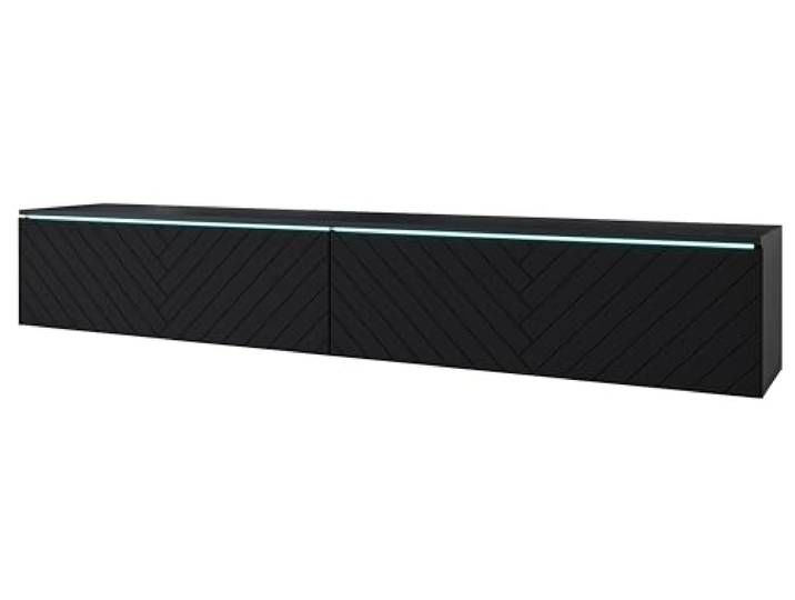 Lowboard TV-meubel D 180 cm, tv-kast, tv-tafel, LED-verlichting optioneel, kleur zwart, zonder LED-verlichting