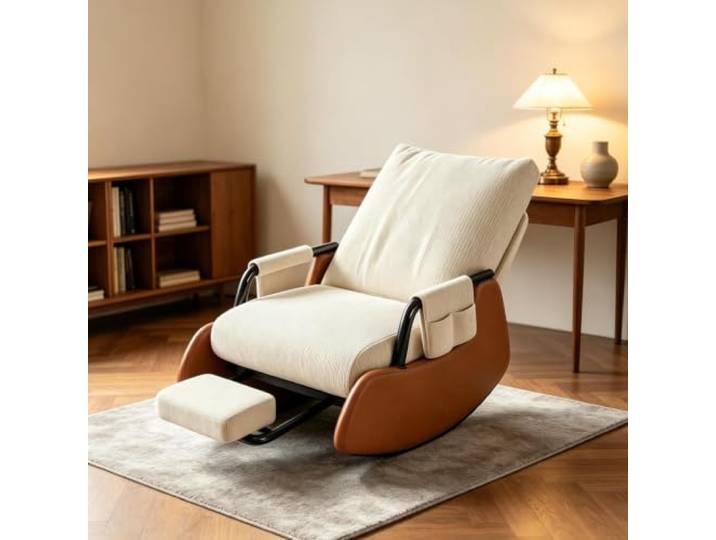 kumamart Fernsehsessel Relax mit Stabiler Schaukelbasis Schaukelnder Komfortsessel mit tiefer Sitzfläche 60x60cm und Rückenunterstützung für Lesestunden.