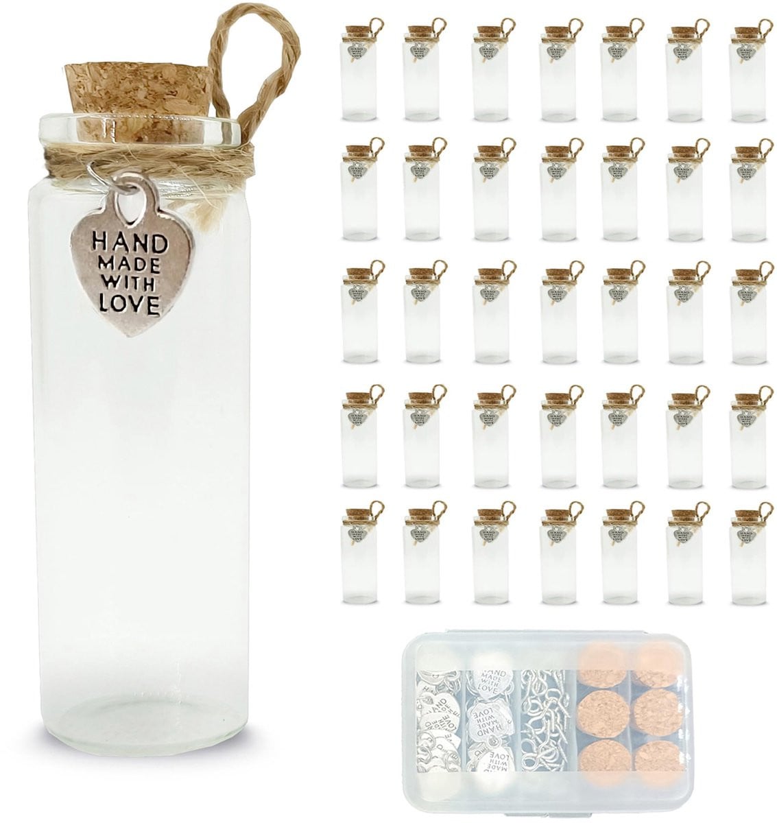 SnelShoppen 35 stuks glazen flessen met kurk 20 ml voor creatieve projecten