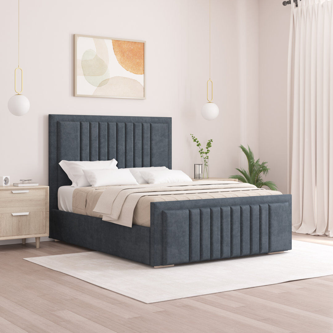 Brayden Studio Alama Upholstered Panel Bed Charcoal Kingsize (5')