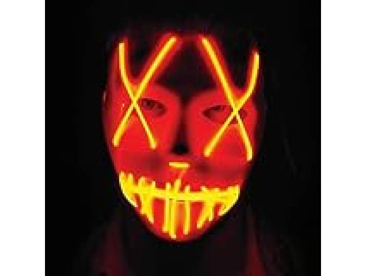 RUBIE'S Accessoire pour Déguisement Adulte Carnaval Officiel - Masque Psycho Lumineux - Taille Unique - Couleur au Choix - Pour Costume Carnaval, Femmes et