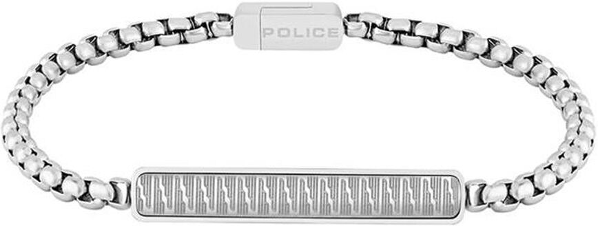 Police Edelstahl Armband Gansu für Herren, gravierbar silber