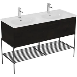 VitrA Equal Set Doppelwaschtisch 130 cm Waschtischunterschrank mit 2 Auszügen und Fußgestell,81096 81096