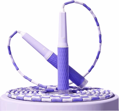 Market Central Adjustable Bamboo Stem Jump Rope With Soft Beads For Fitness Training And Beginners purple