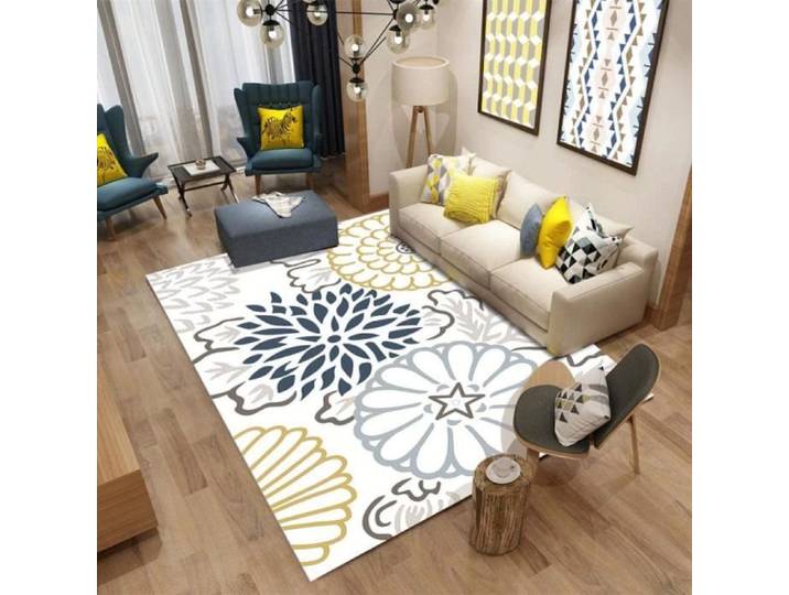 Tapis Moderne - Fleurs Jaunes de Sable - 120x160cm - Synthétique - Antidérapant