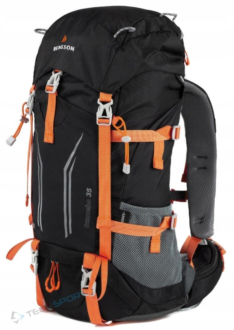 Bergson Tunnebo 35L Trekkingrucksack mit Regenhülle, Schwarz-Orange