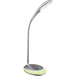 Schreibtischleuchte Touch Farbwechsel Tischlampe Touch dimmbar Tischlampe Schwanenhals, Akku, silber, 1x LED 3W neutralweiß 1x RGB 1,4W, H 48 cm