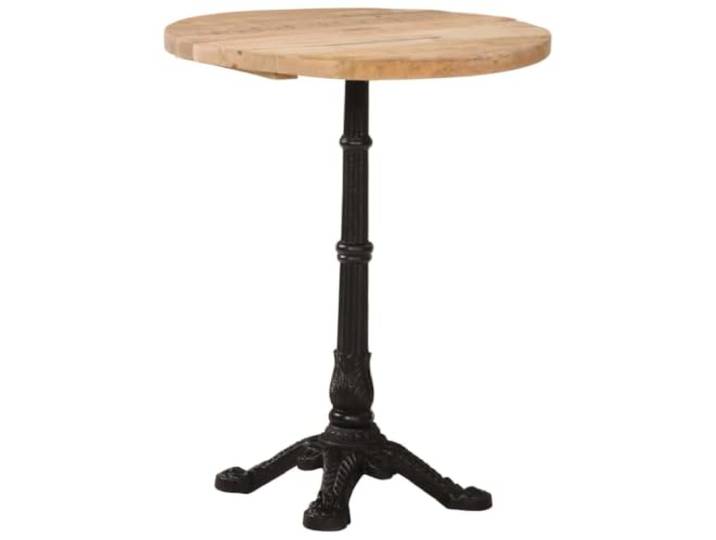 HBBMGYD Bistrotisch, rund, Ø 60 x 76 cm, Mangoholz, unbehandelt Oberseite aus unbehandeltem Mangoholz, Basis aus Gusseisen, Beistelltisch, Getränk in Reichweite, Unikat