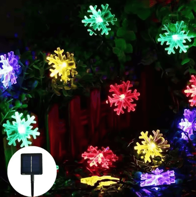 Inspire Curations Solar Snowflake Fairy String Lights Waterproof Outdoor Holiday Decoration multicolor 5m 20leds