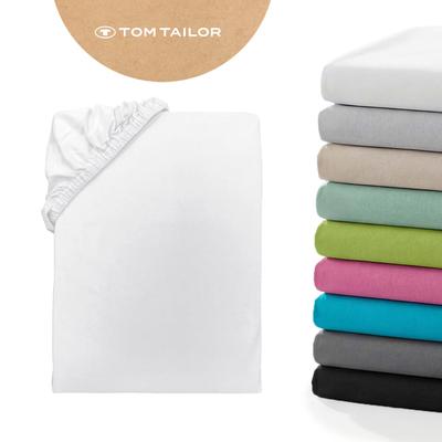 Spannbettlaken TOM TAILOR HOME "Tom Tailor Jersey", weiß, B:90cm L:200cm, Jersey, Obermaterial: 100% Baumwolle, Bettlaken, Spannbettlaken, ab Größe 90x200 cm, Laken in hochwertiger Jersey Qualität