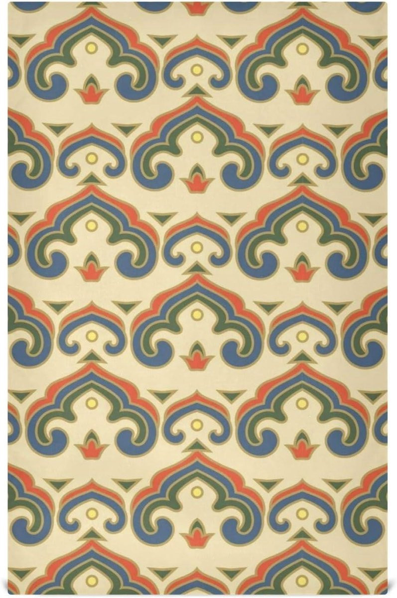 Set van 4 beige keukendoeken met bloemenprint