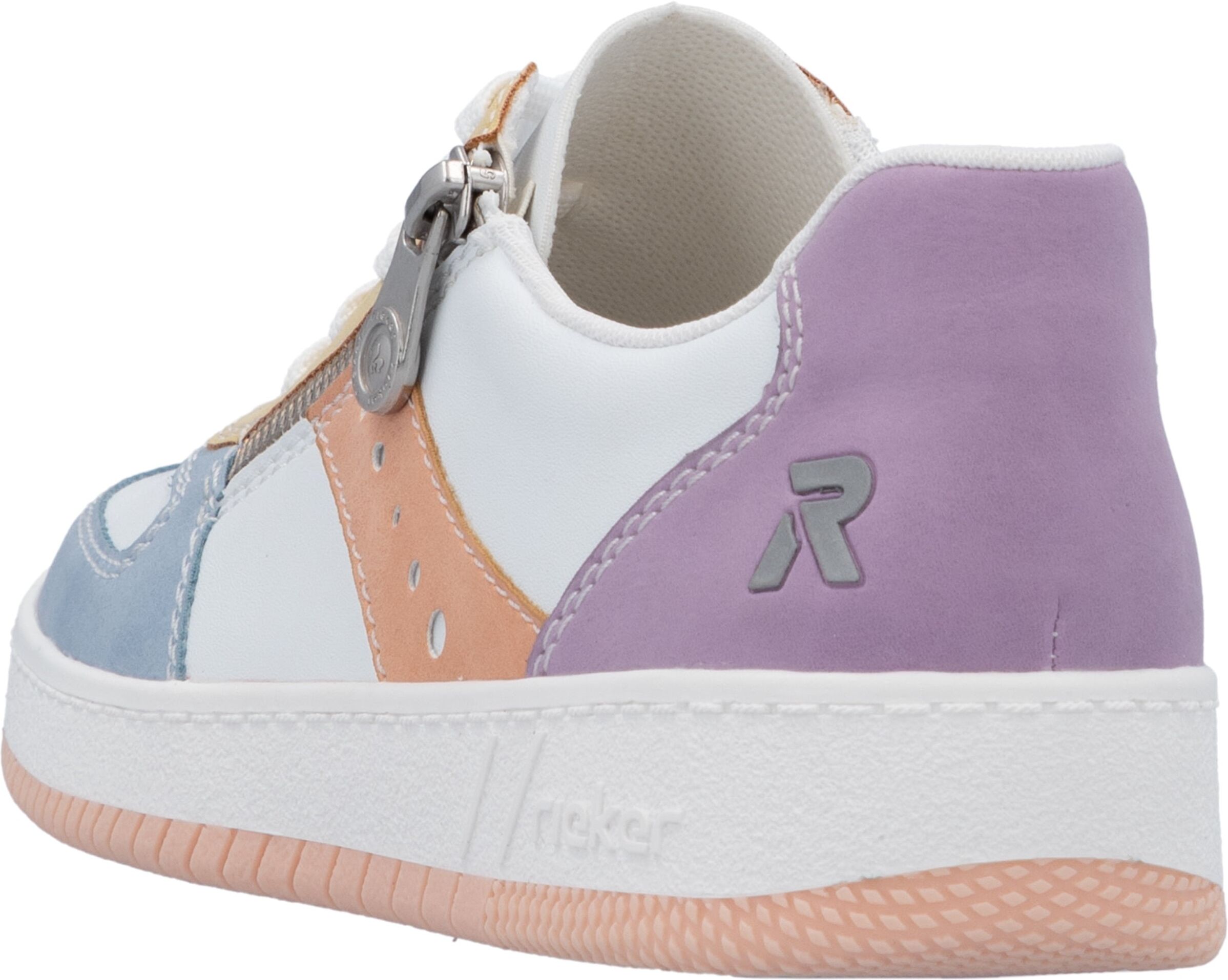 Sneaker RIEKER, Damen, Gr. 42, Textil, bunt (weiß bunt), Lederimitat, Schuhe Sneaker, in aktueller Farbkombination, Freizeitschuh, Halbschuh, Schnürschuh weiß bunt 42, Textil