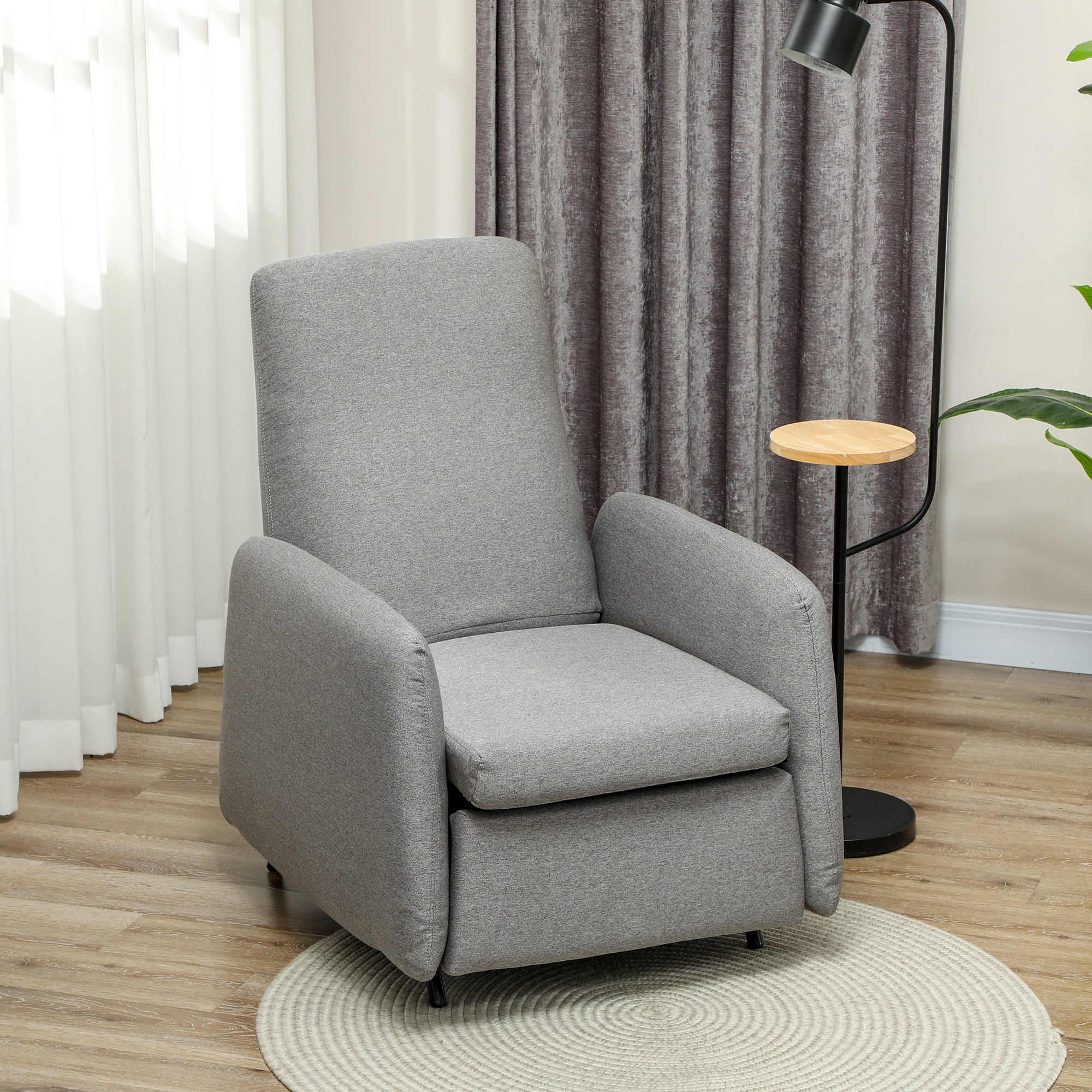 Homcom Poltrona Relax Reclinabile con Poggiapiedi Estraibile, Copertura di Ricambio e Seduta con Molle, Grigio