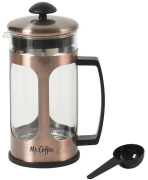 Mr. Coffee French Press Coffee Maker, 30 oz Borasilicate Glass & Frame and Plunger, Includes Coffee Scoop