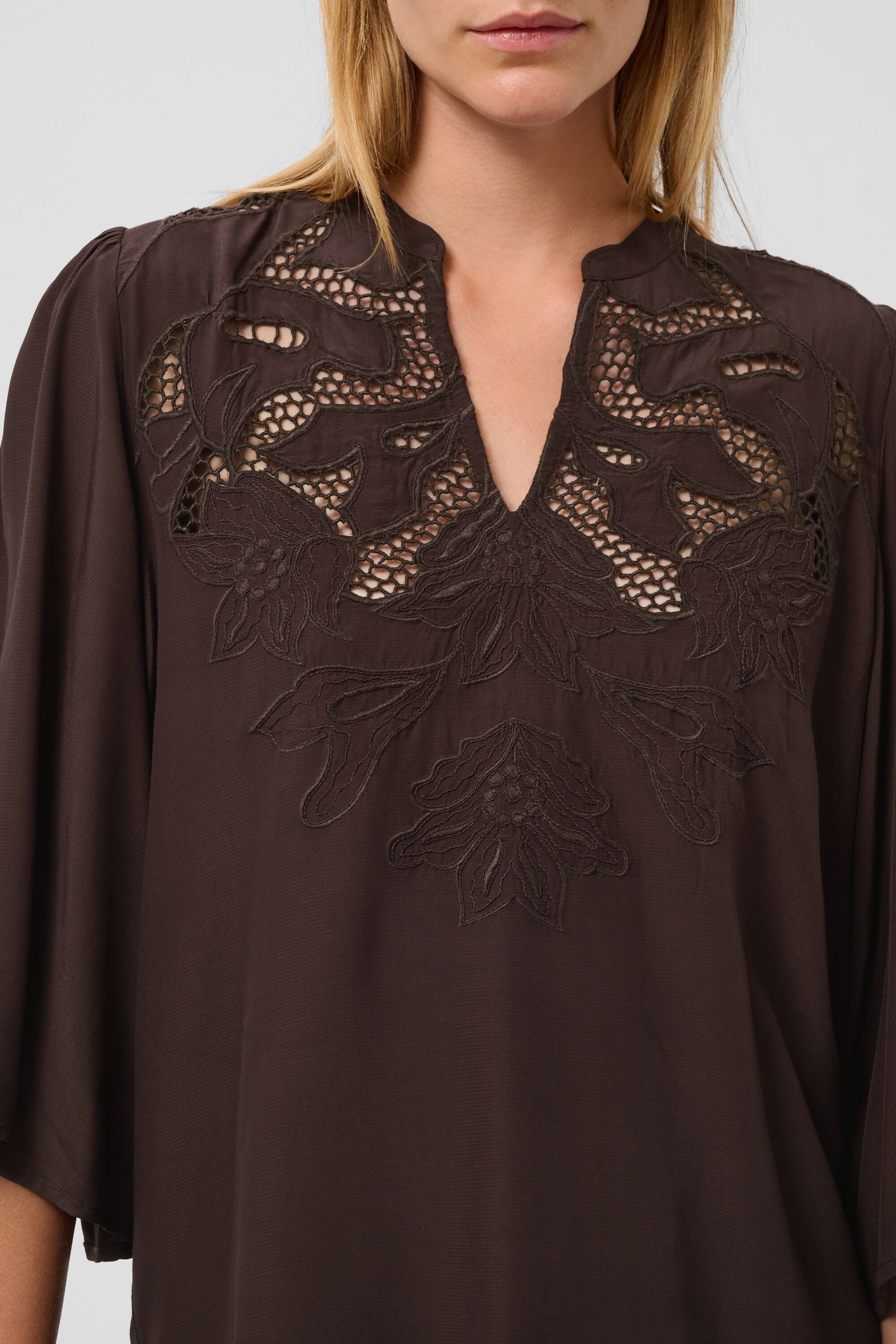 Langarmbluse SOAKED IN LUXURY "Damen Bluse langarm SLLantana", Damen, Gr. S, braun (mole'), Obermaterial: 100% Viskose CV., Blusen Langarmbluse
