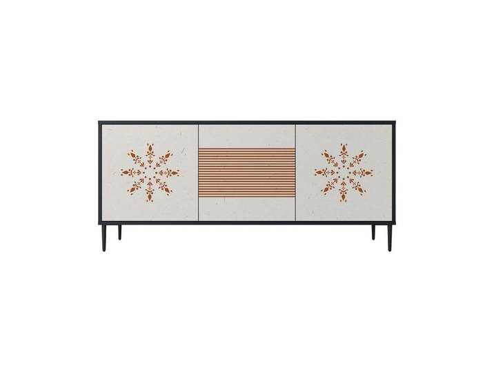 SPACEREBELS Kommode (3 Türen), Sideboard Komodenschrank Möbel für Wohnzimmer mit 2 Türen oder mit