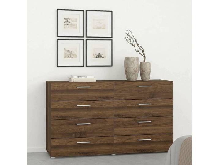 Phethai - Buffet\, 140x40x82h cm Noyer Brun\, 8 Tiroirs