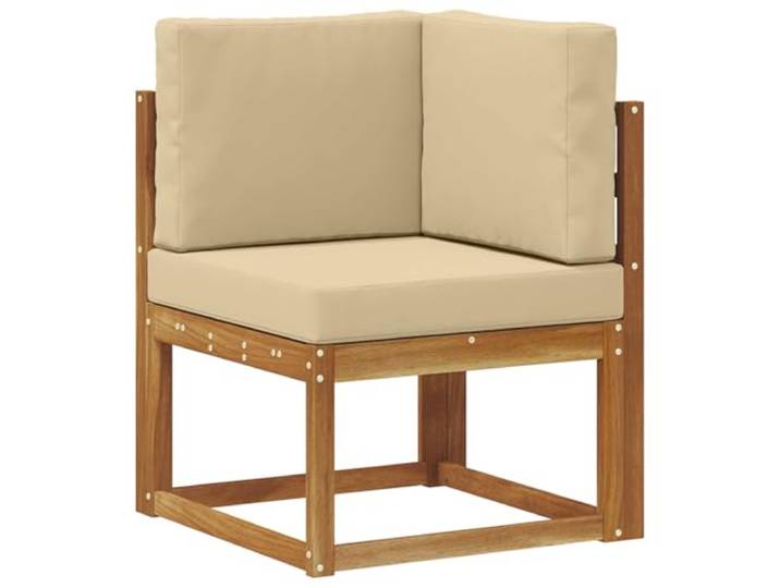 KTHLBRH Sofa-Set für den Außenbereich, 7-teilig, Akazie, Natur und Beige Modulares Lattenrost-Design, wetterfest, Kissen mit Reißverschluss, für Garten und Terrasse