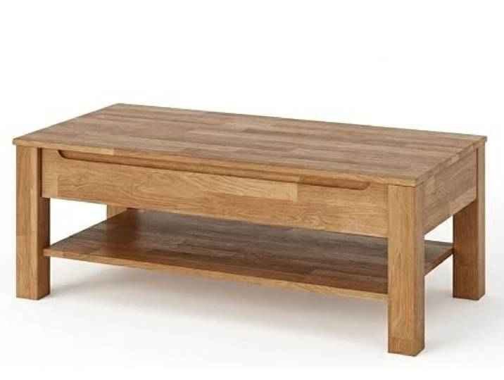 EDELHOLZ Wohnzimmertisch Eiche Massivholz mit Schublade – Moderner Couchtisch 100 x 60 cm