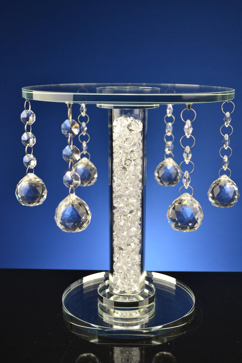 Luxe Kristallen Rond Tafeltje met Hangende Druppels en Elegant Design