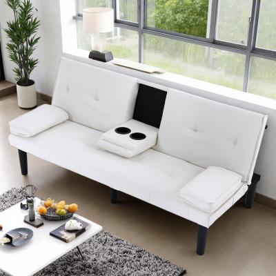 "67"" PVC Multi-Functional Foldable Sofa Bed with Cup Holders"