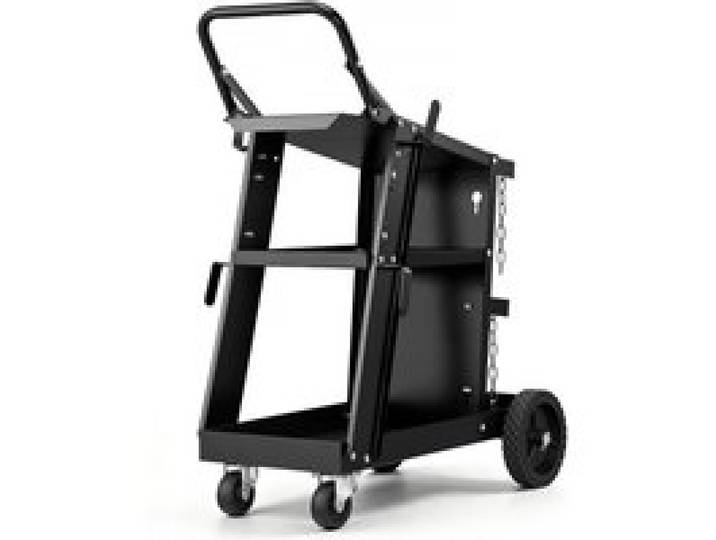VEVOR Schweißwagen 3 Ablageflächen Schweißmobil Max. 168-181kg Wagen für Schweßgeräte mit 2 Gasflaschenhalterung Ideal für Handschweißen Schutzgasschweißen Argon-Lichtbogenschweißen